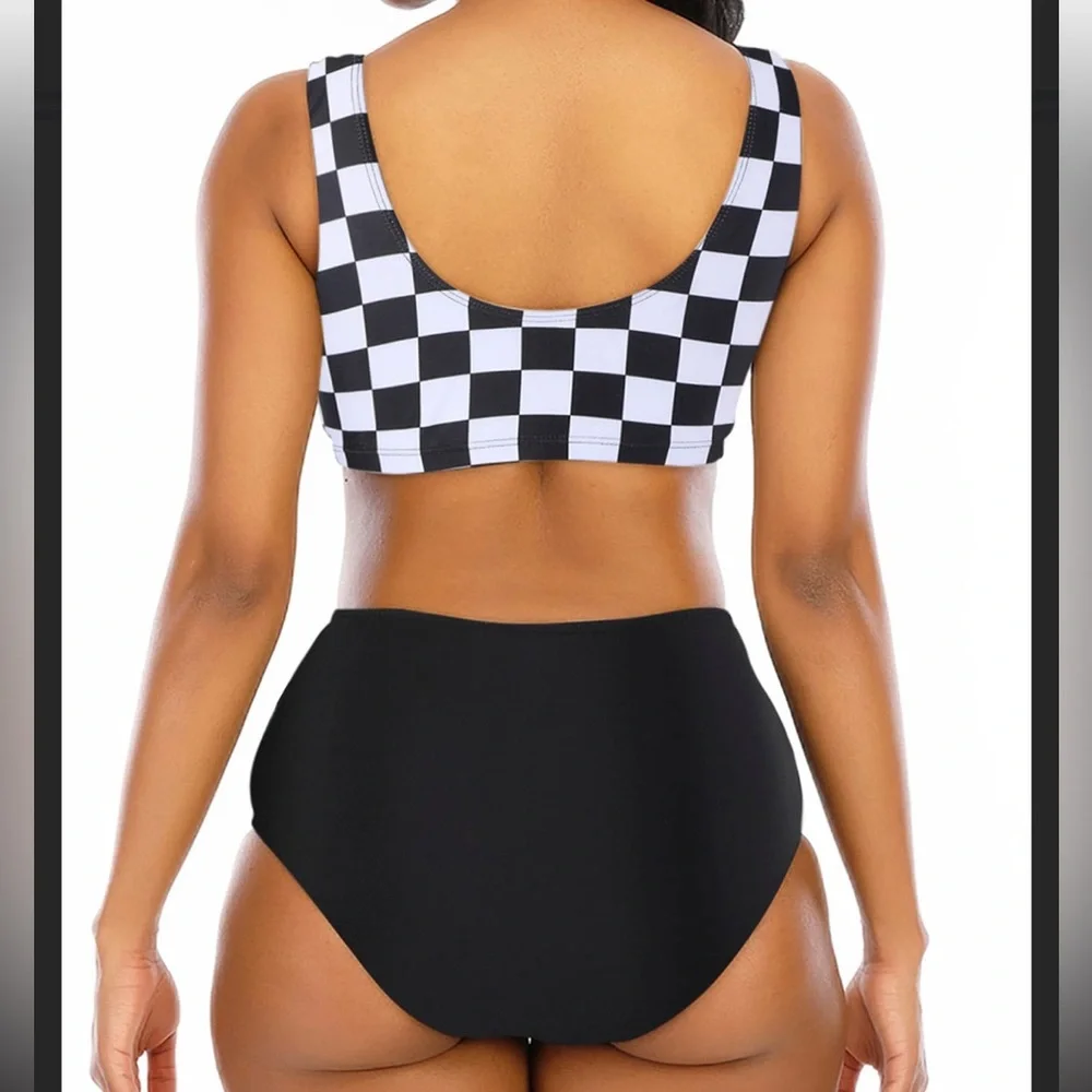 Size Medium Adisputent Bikini Two Piece Swimsuit High Waisted‎ Bandeau Top